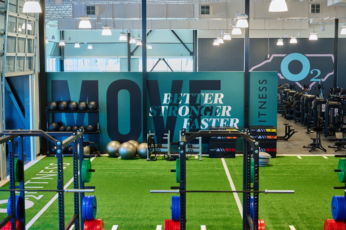 O2 Fitness Wake Forest Racks and Turf